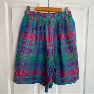 90s Madras Plaid Shorts